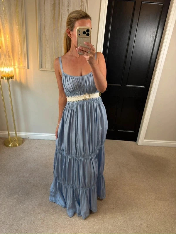 M&S Light Blue Relaxed Maxi Dress 8