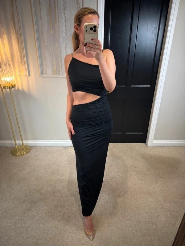 BNWT Zara Black Slinky Split Maxi Dress Medium