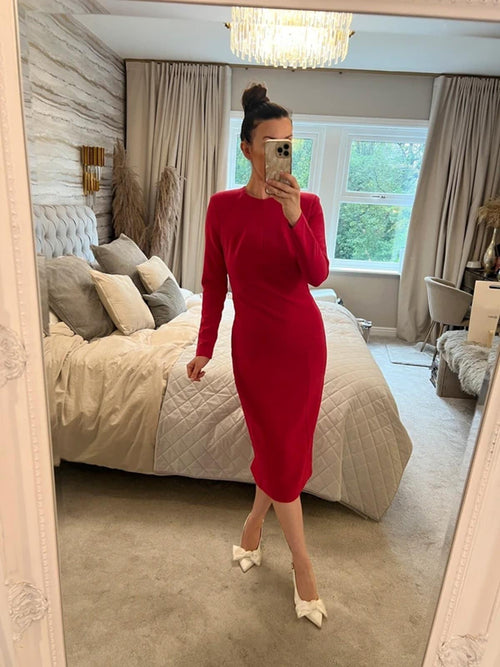AQ / AQ Pink Open Back Midi Dress 8
