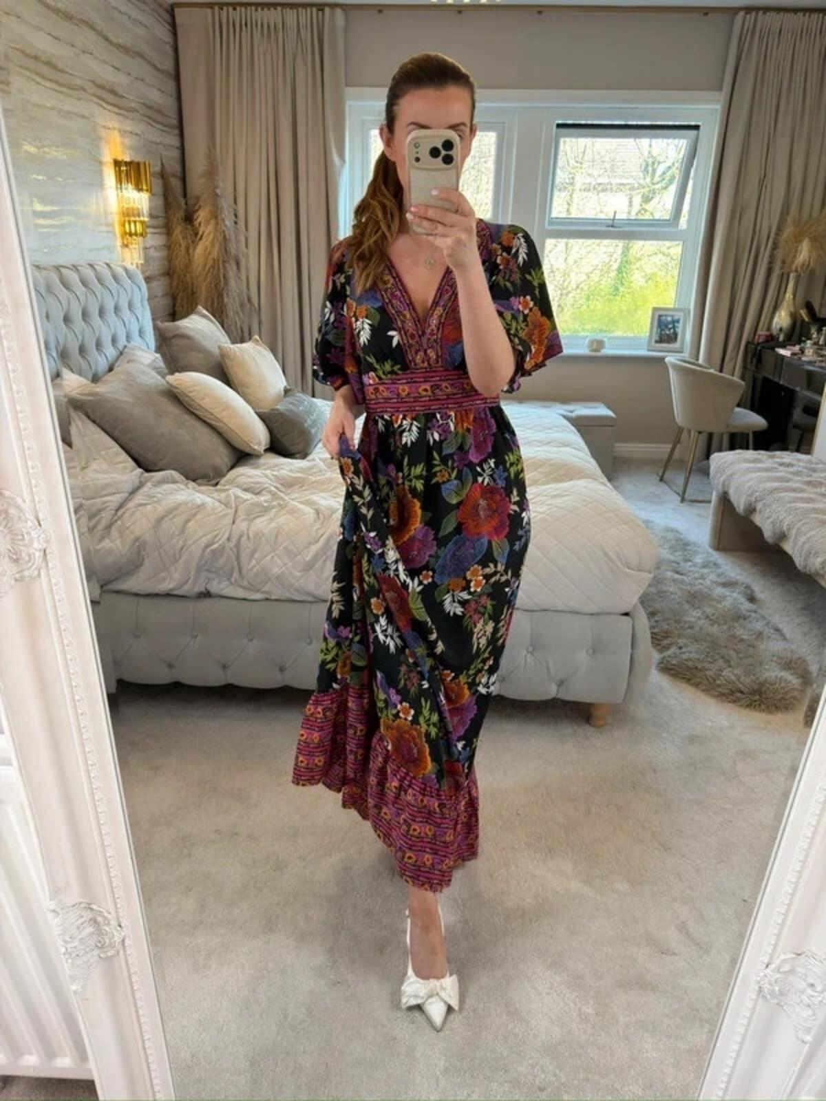 Papaya Multicoloured Embellished Maxi Dress 10