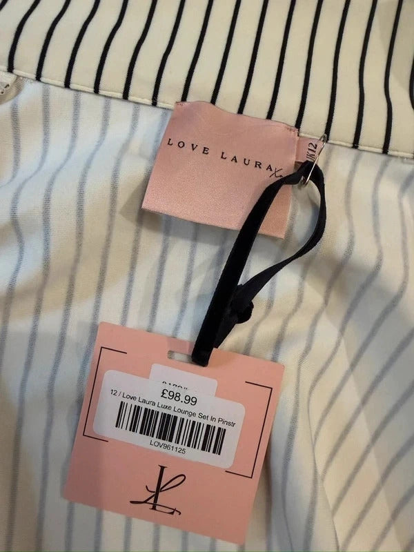 BNWT Love Laura Cream & Black Pinstripe Lounge Co Ord 12