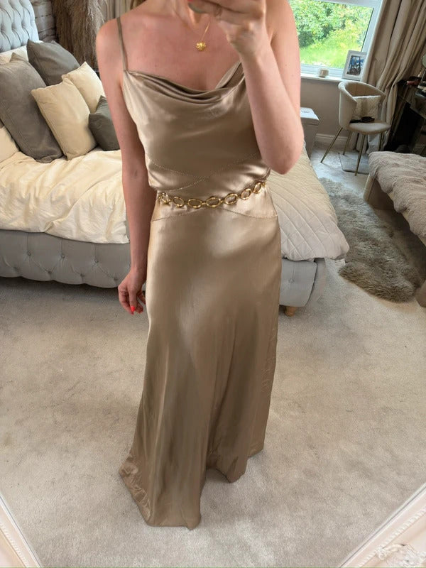 Vintage Monsoon Gold Silk Beaded Dress 10