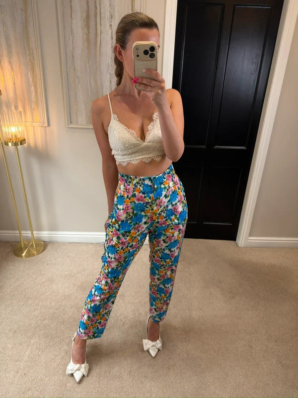 BNWT Zara Multicoloured Floral Trousers Large