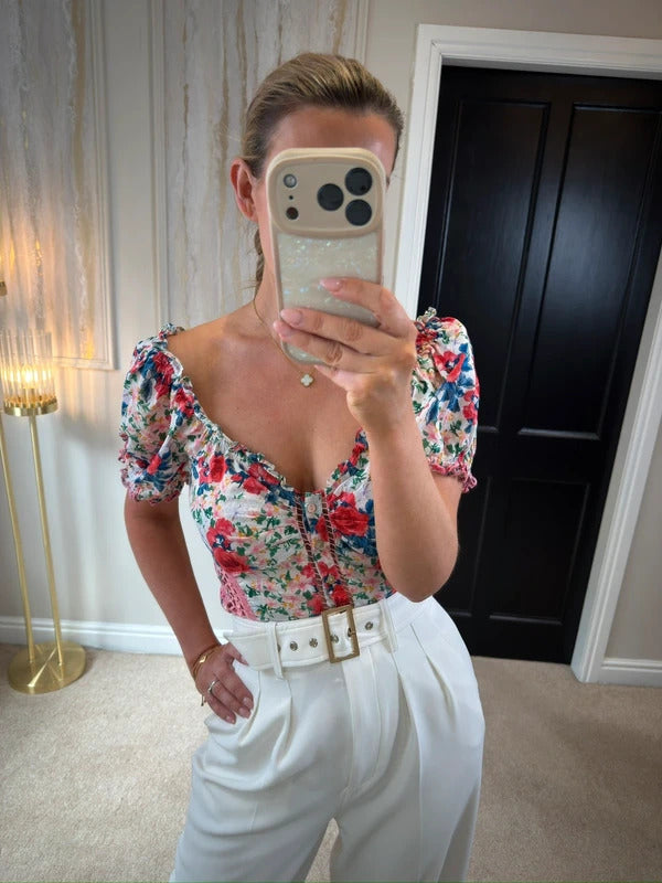 LoveShackFancy Bryant Rush of Red Silk Top 10