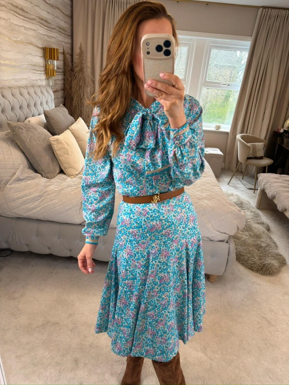 Vintage Blue Paisley Skirt Co Ord 6/8