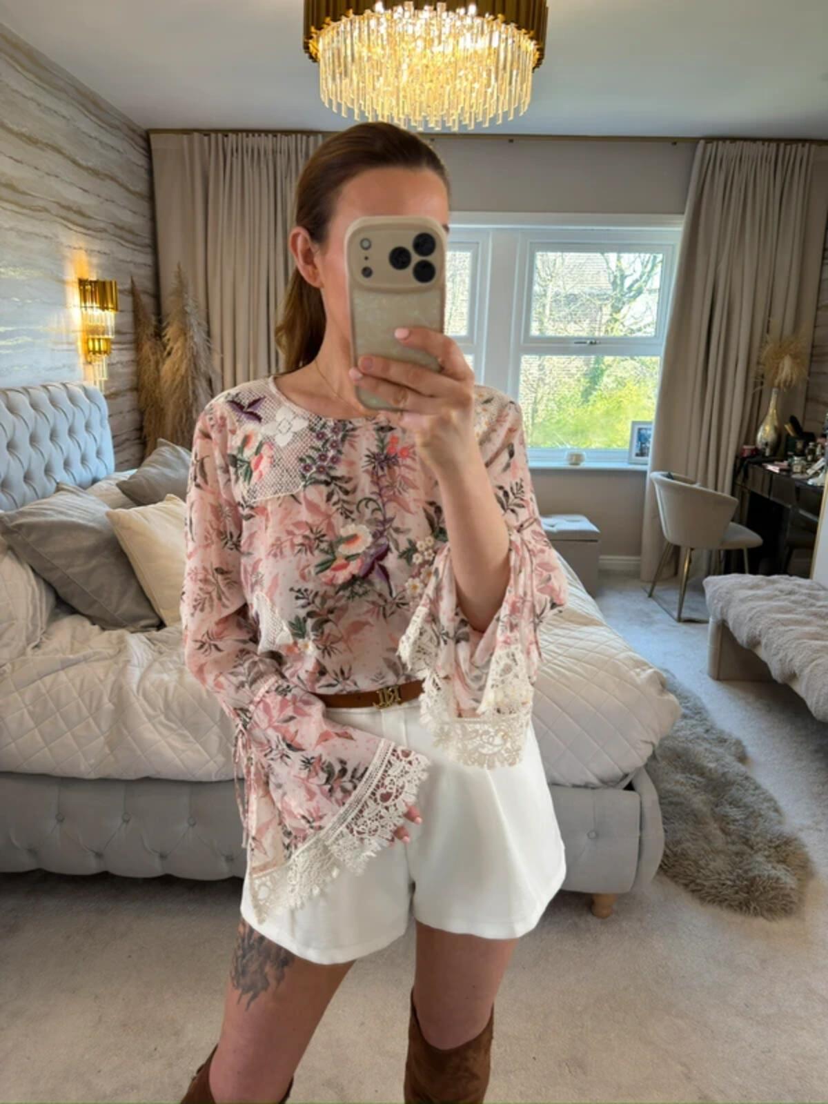 Per Una Pink Lace Boho Blouse 12