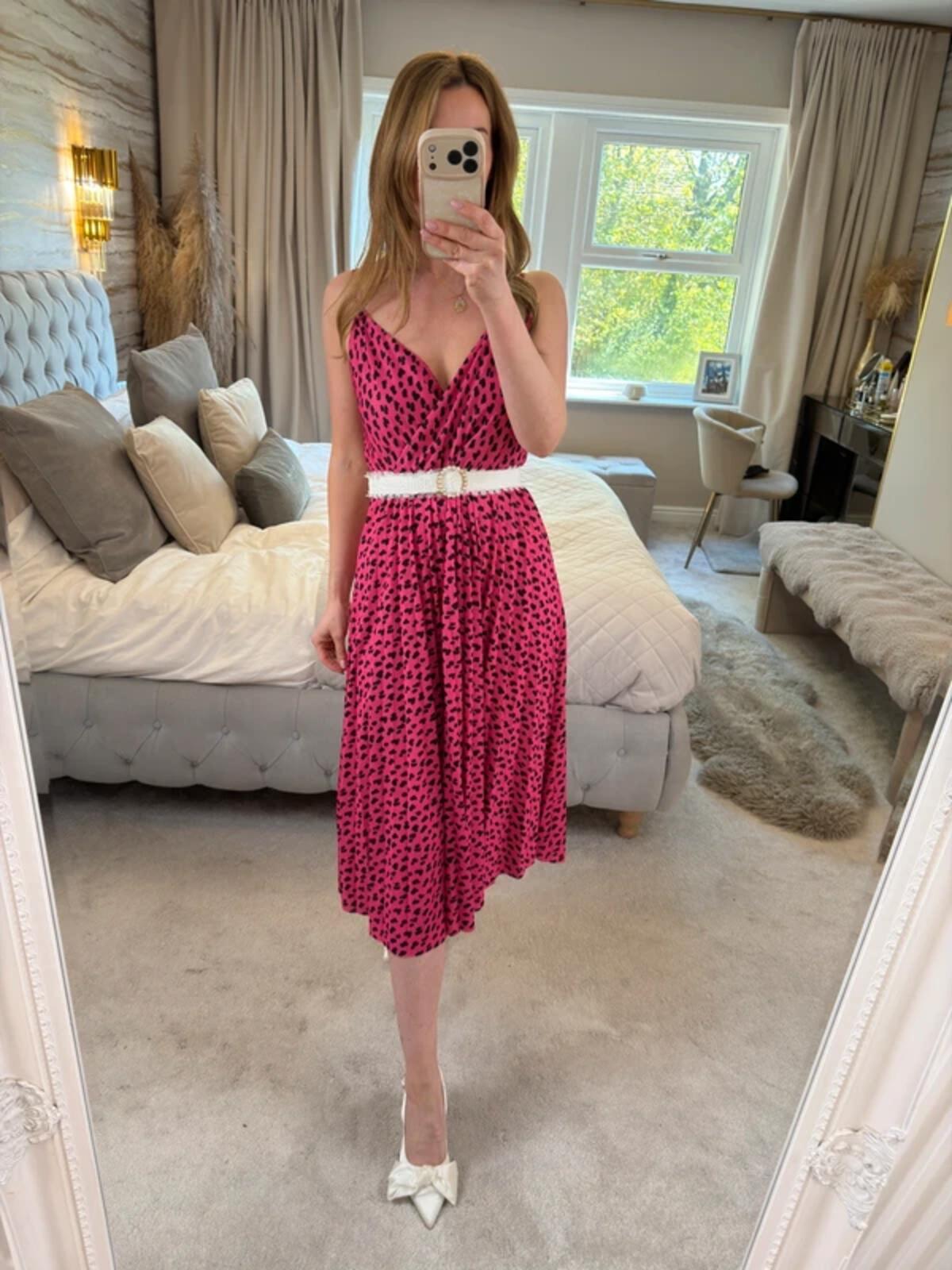 River Island Pink Pleated Diamanté Midi Dress 12