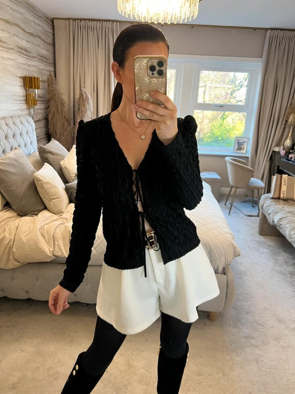 Lola May Black Tie Front Blouse 8