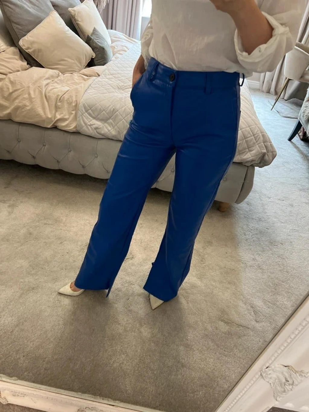 BNWT Bershka Blue Pleather Trouser Small