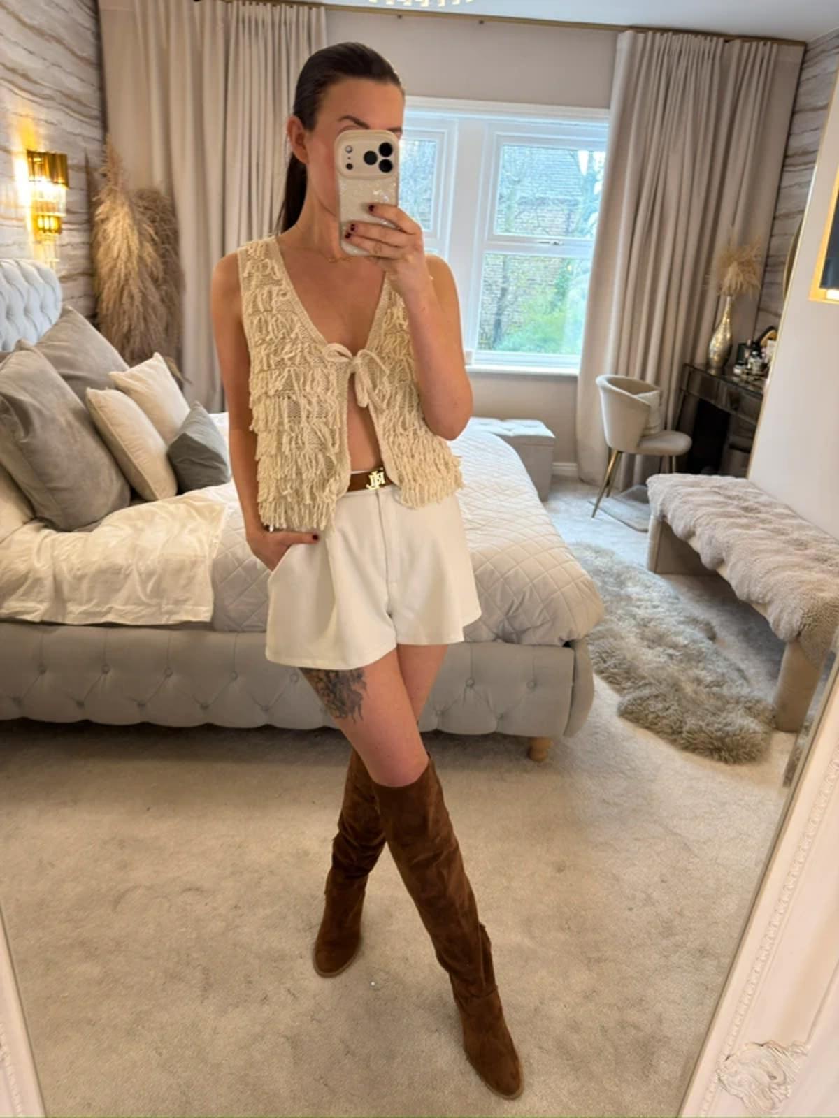 Cream Shaggy Boho Waistcoat 8