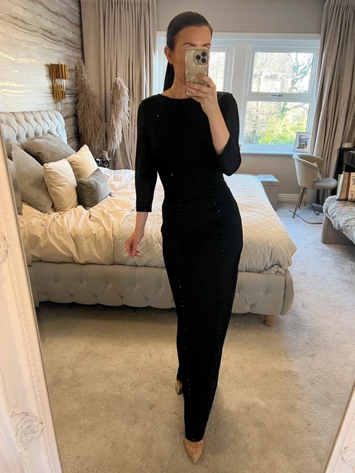 Mint Velvet Black Sparkly Sequin Gown 10