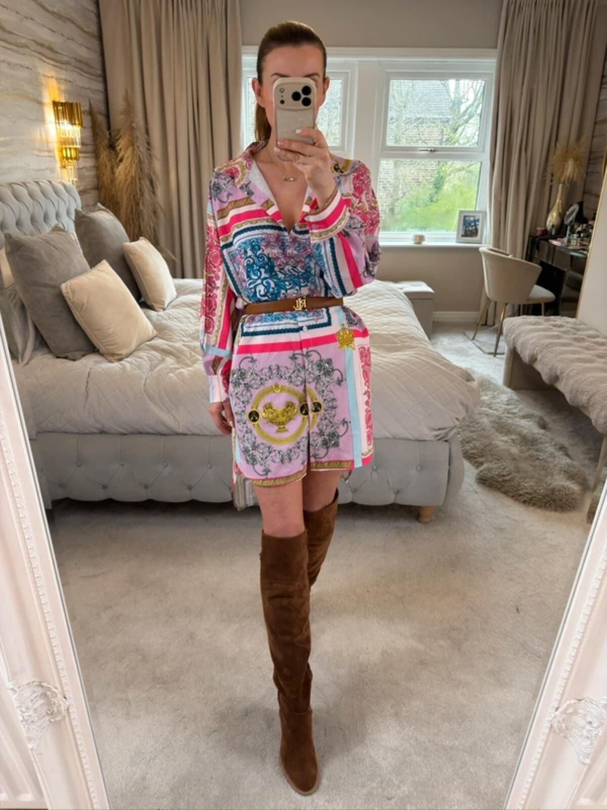 Oversized Multicoloured Longline Shirt Dress One Size