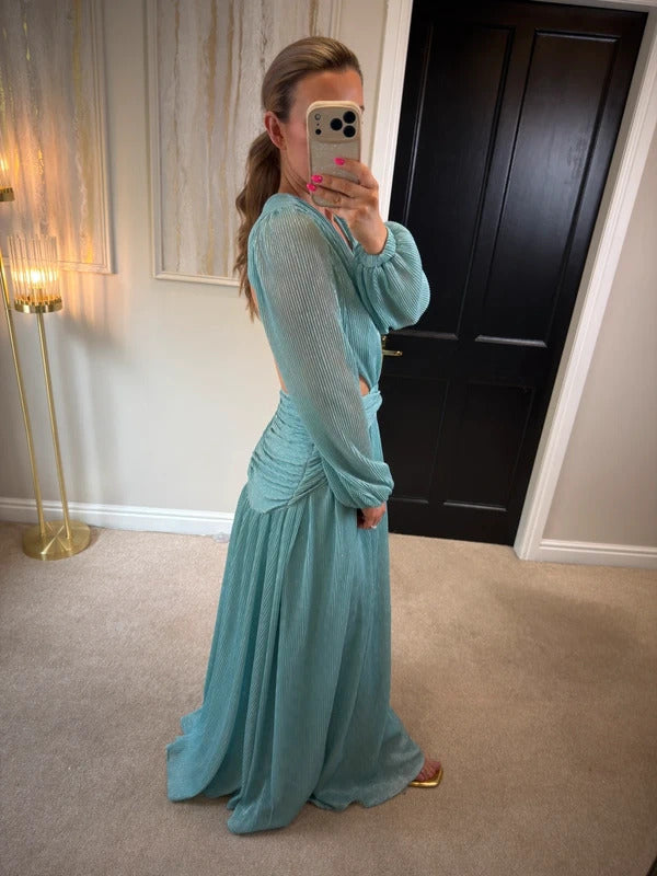 Anne Louise Boutique Blue Goddess Open Back Maxi Dress 6