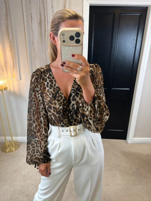 Sonder Studio Animal Print Blouse 12