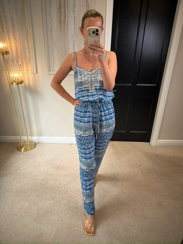 Monsoon Blue & White Embellished Jumpsuit 10
