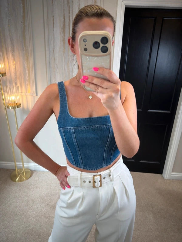 Tommy Jeans Denim Corset Top Small