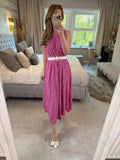 Nina Murati Pink Handkerchief Midi Dress One Size
