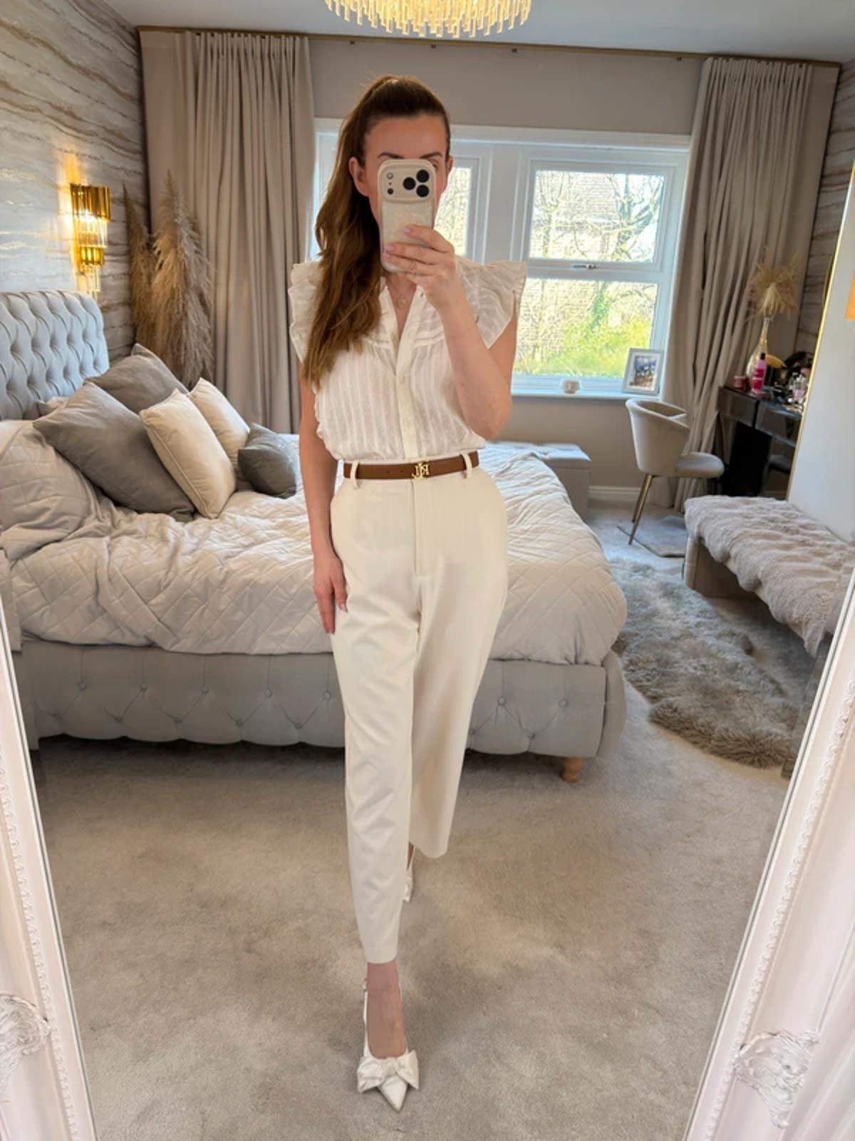 M&S Cream Boho Frill Blouse Petite 14
