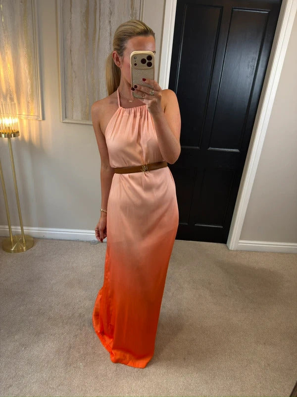 BNWT Next Orange / Pink Ombré Plait Maxi Dress 10