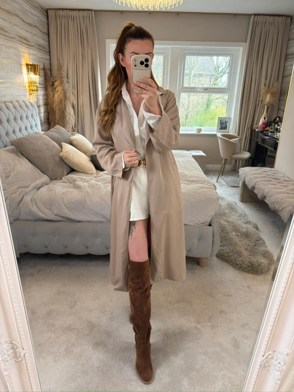 Zara Beige Belted Trench Coat XS
