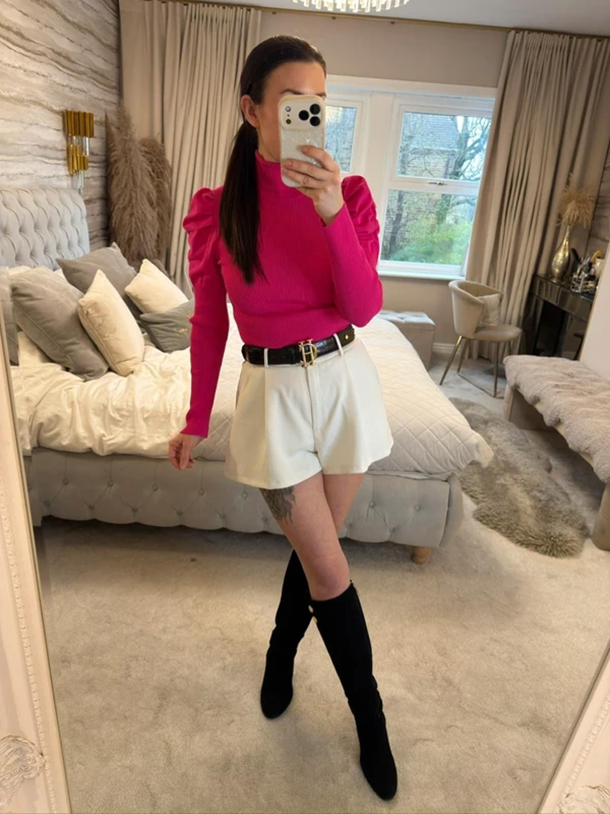 River Island Pink Puff Shoulder Turtleneck Knitted Top 12