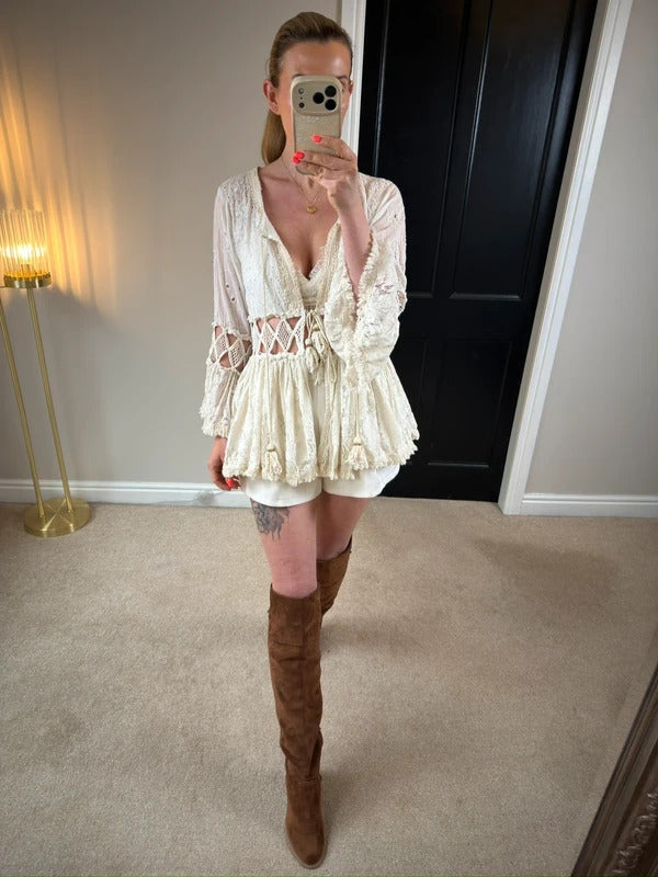 Gipsy Queen Cream Boho Cardigan One Size