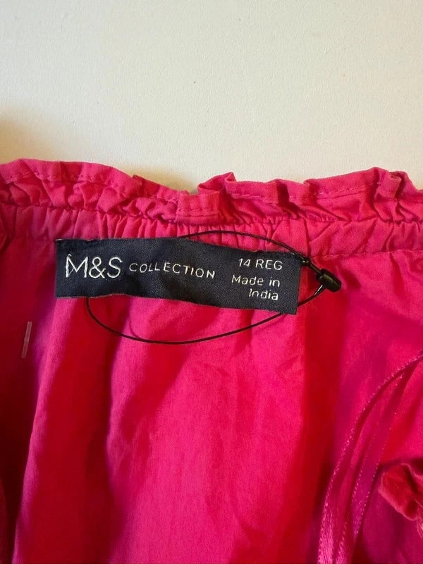 M&S Pink Broderie Anglaise Midi Dress 14