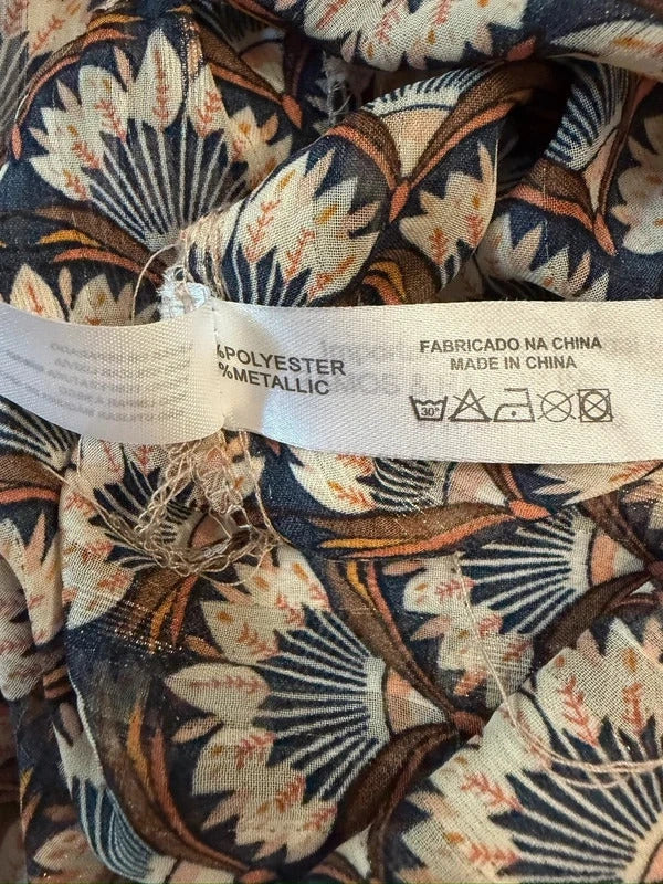 SMF Navy & Gold Metallic Sheer Frill Tunic 10