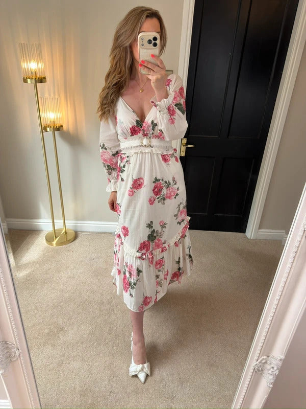 LoveShackFancy Pink Firefly Midi Dress