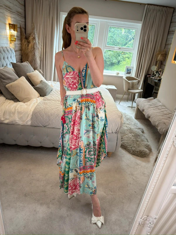 Monsoon Multicoloured Paisley Midi Dress Medium