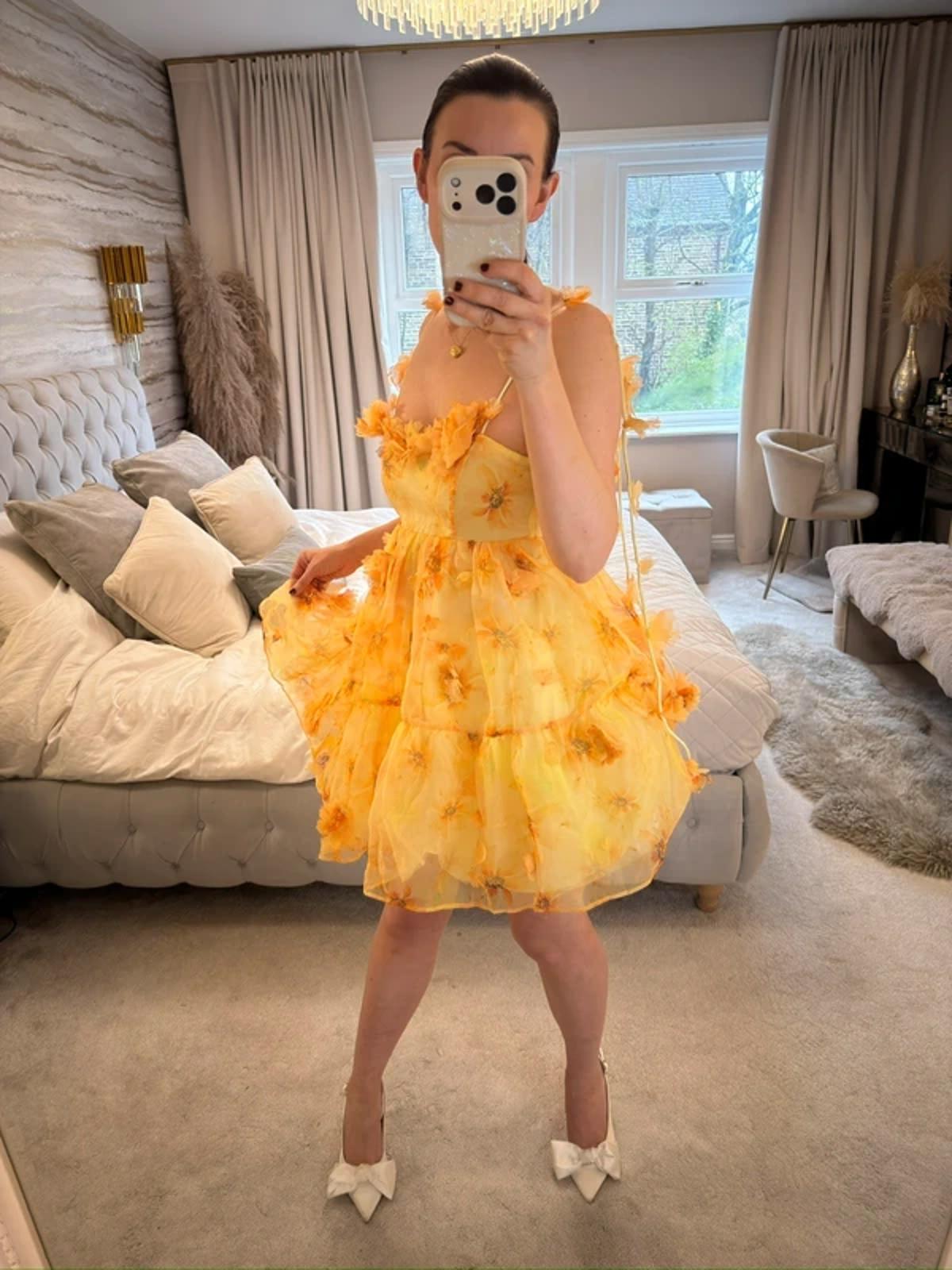 BNWT River Island Yellow 3D Floral Dress 6