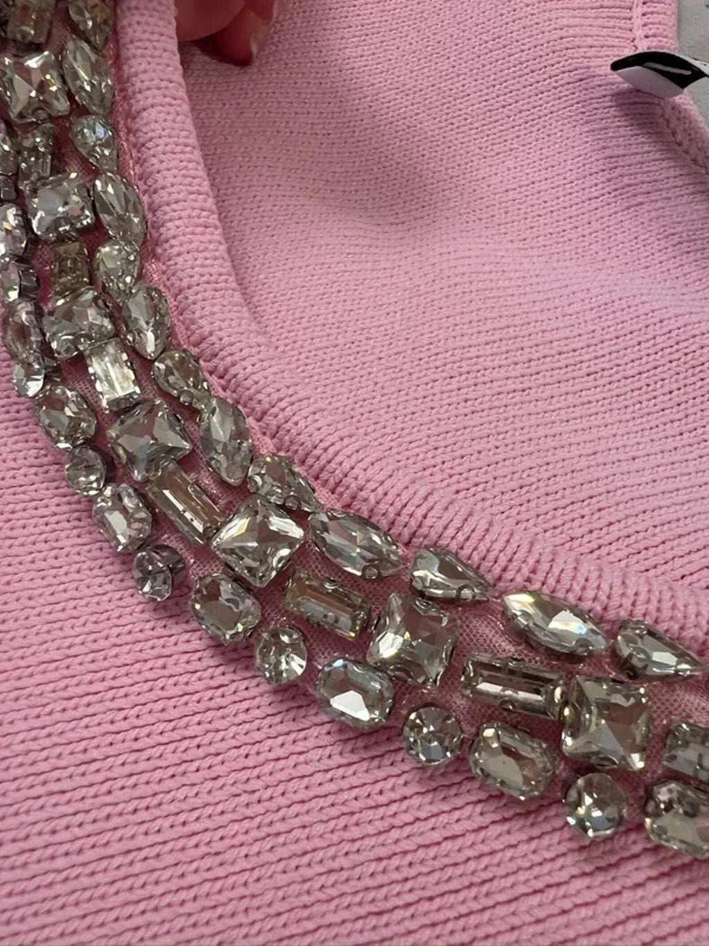 Zara Pink Knitted Embellished Mini Dress Small