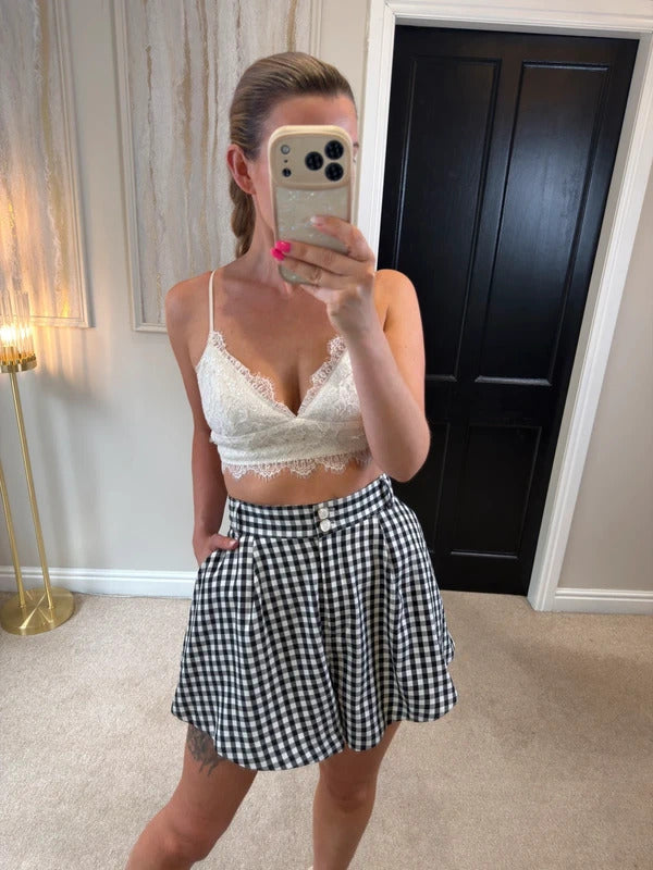 BNWT River Island Black & White Gingham Shorts 10