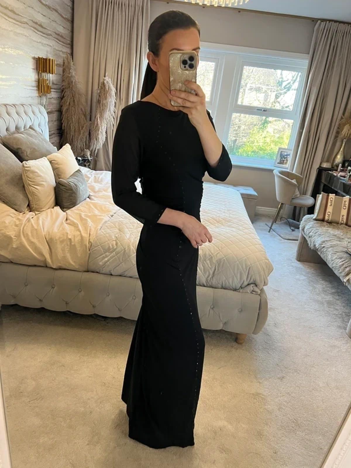 Mint Velvet Black Sparkly Sequin Gown 10