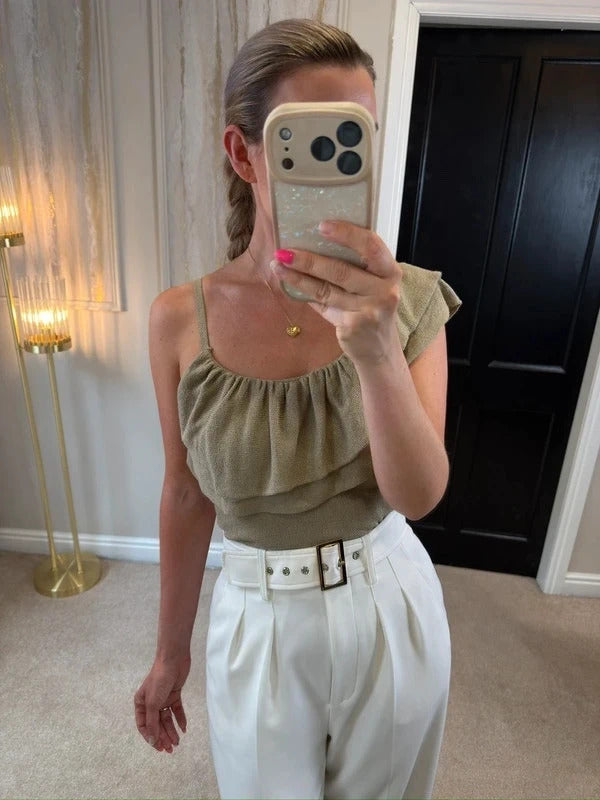 BNWT Zara Oatmeal Asymmetrical Knit Top Small