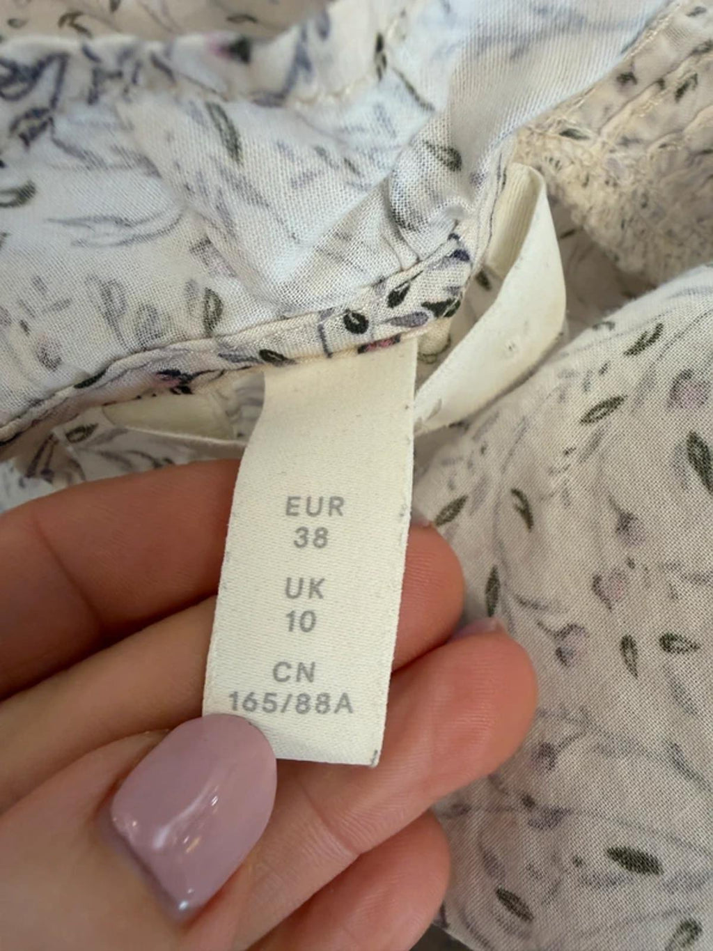 H&M Cream & Lilac Boho Floral Frill Blouse 10