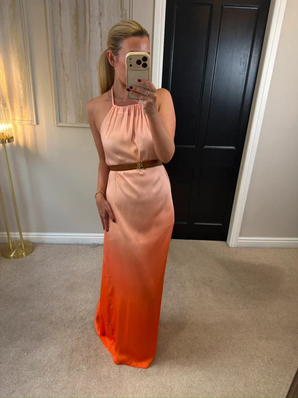 BNWT Next Orange / Pink Ombré Plait Maxi Dress 10