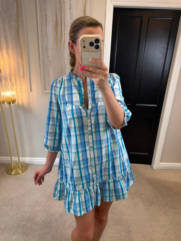 Vintage Jack Wills Blue Check Tunic / Mini Dress 10