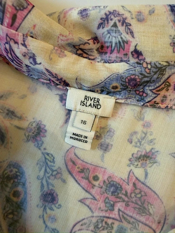 River Island Multicoloured Paisley Frill Blouse 16