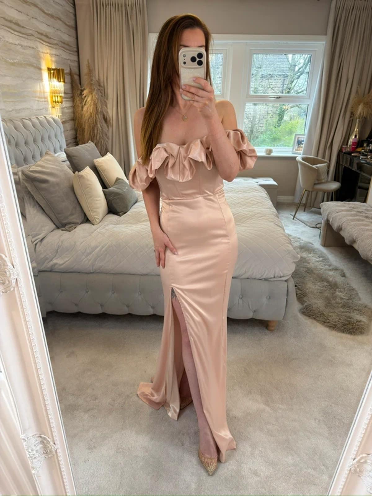 Club L London Pink / Nude Long Dress 6