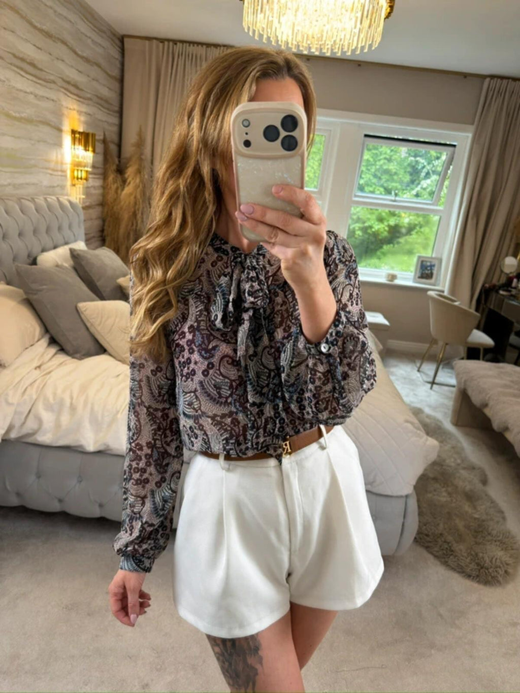 Vintage Chelsea Girl River Island Navy Paisley Pussybow Blouse 8