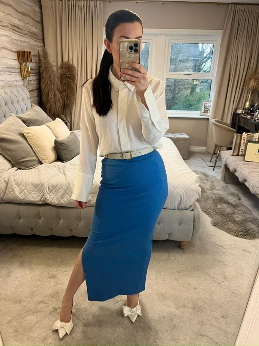 BNWT River Island Blue Ribbed Maxi Skirt 10