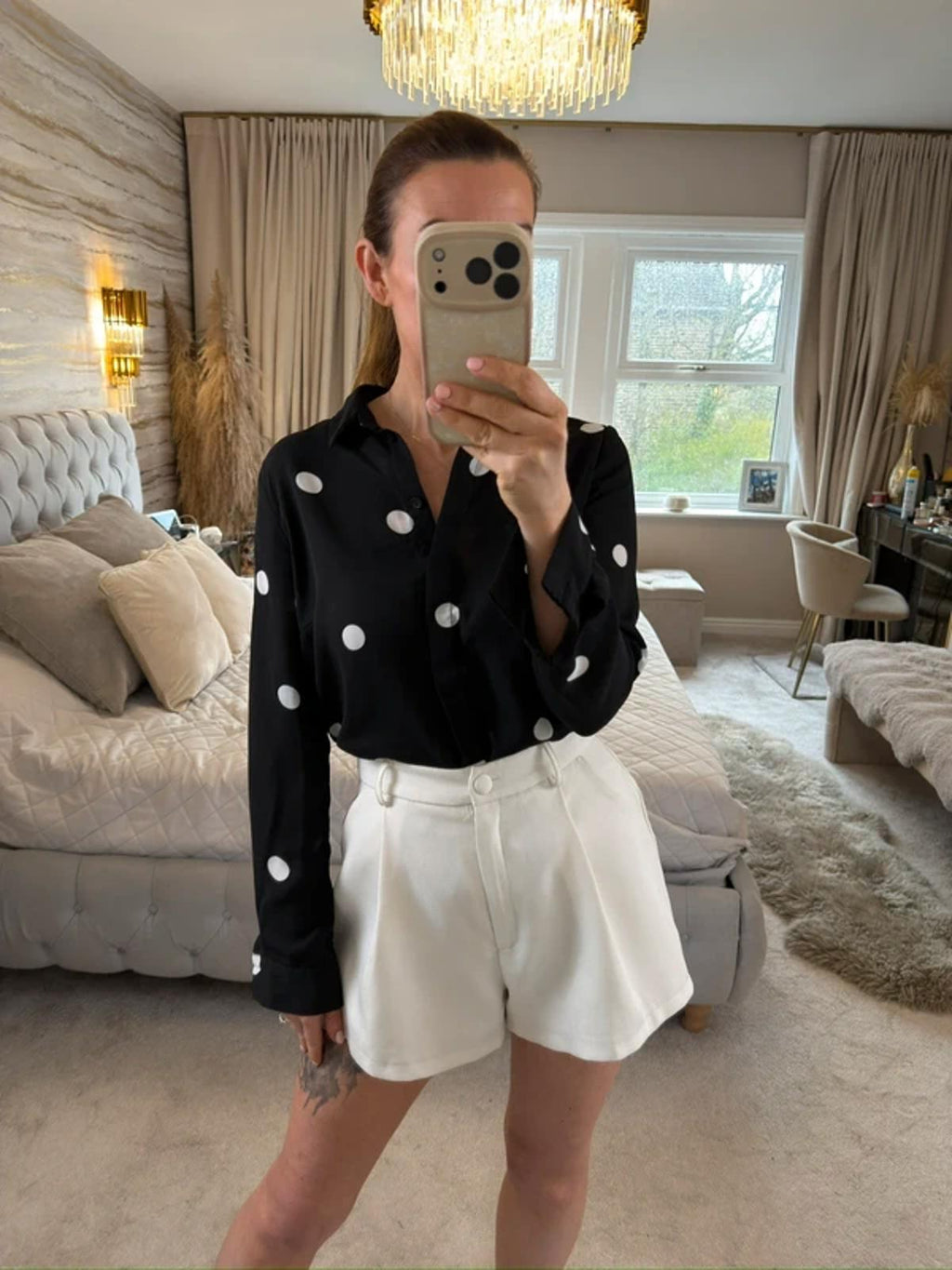 New Look Black & White Polka Dot Shirt 8