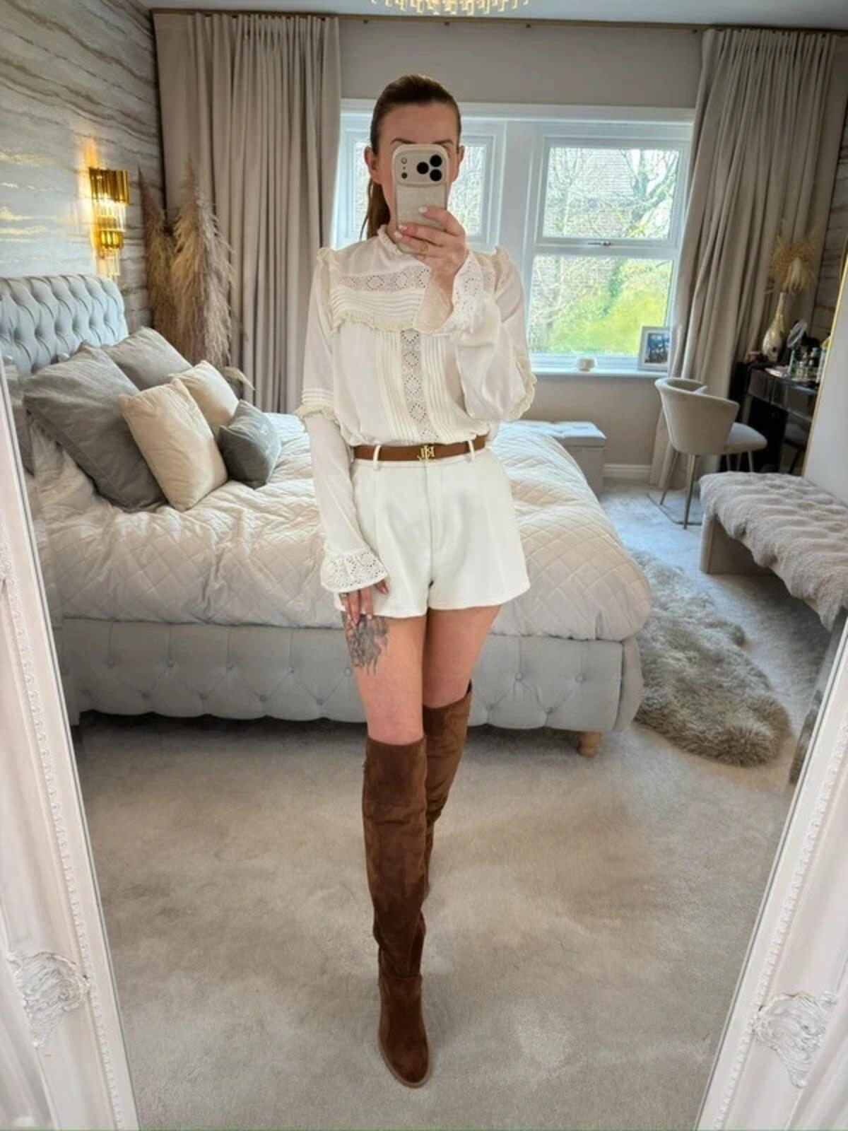 Vintage Cream Boho Lace Blouse 16