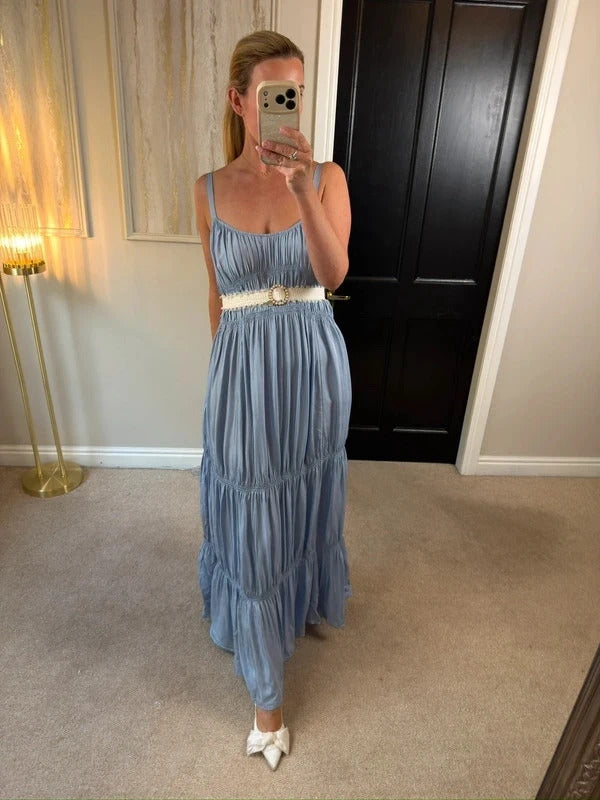 M&S Light Blue Relaxed Maxi Dress 8