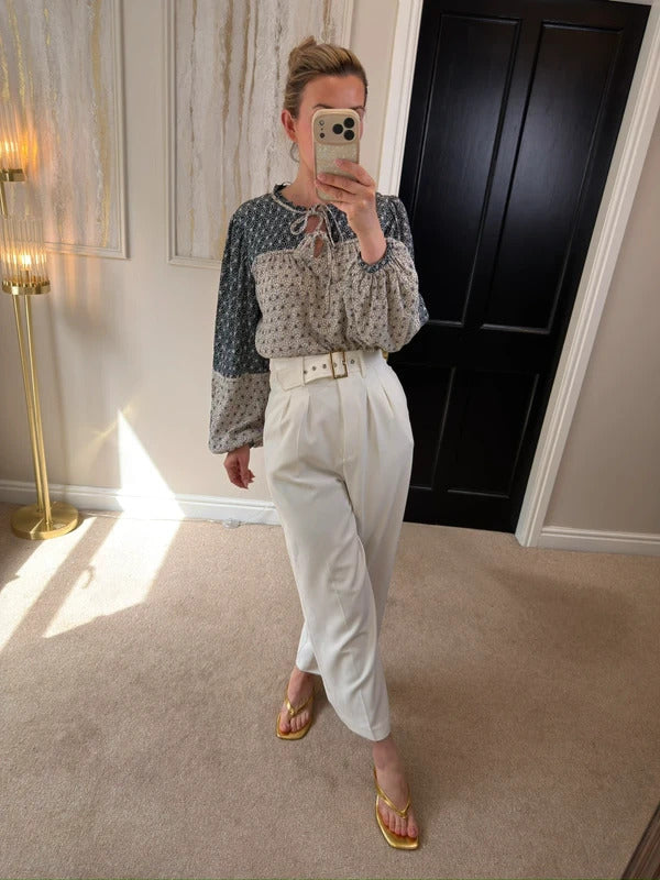 Per Una Cream & Navy Boho Blouse 12