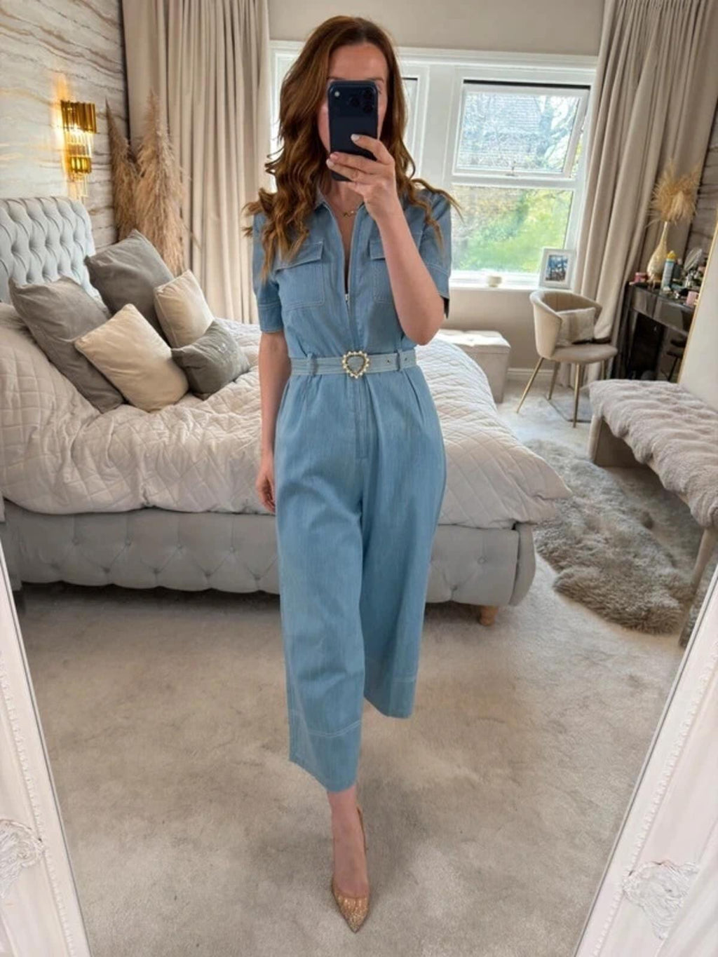 Sister Jane Light Blue Denim Jumpsuit Small