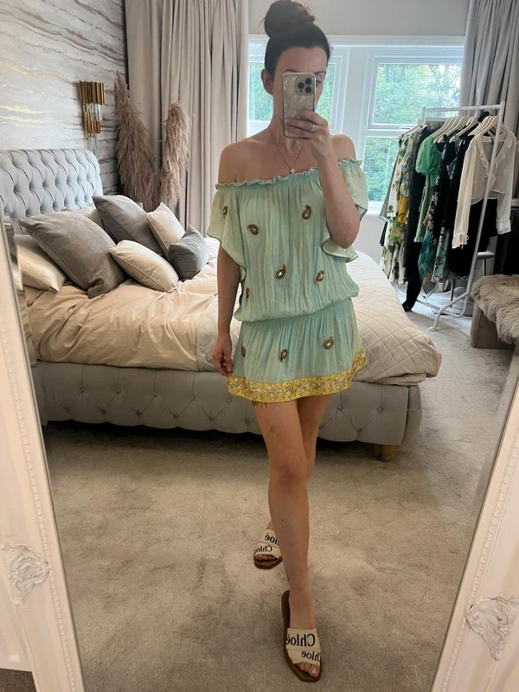 Miss June Mint Green Embellished Kaftan One Size