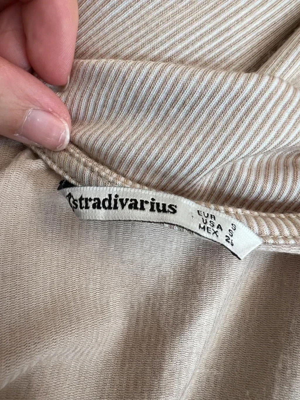 Stradivarius Beige Stripe Cropped Wide Leg Jumpsuit Small
