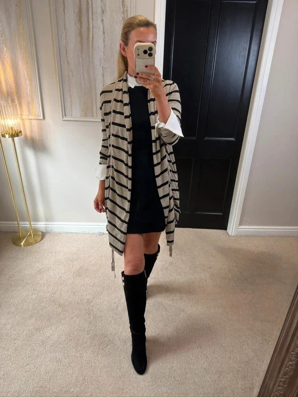 Y2K AllSaints Beige & Black Stripe Cardigan 8
